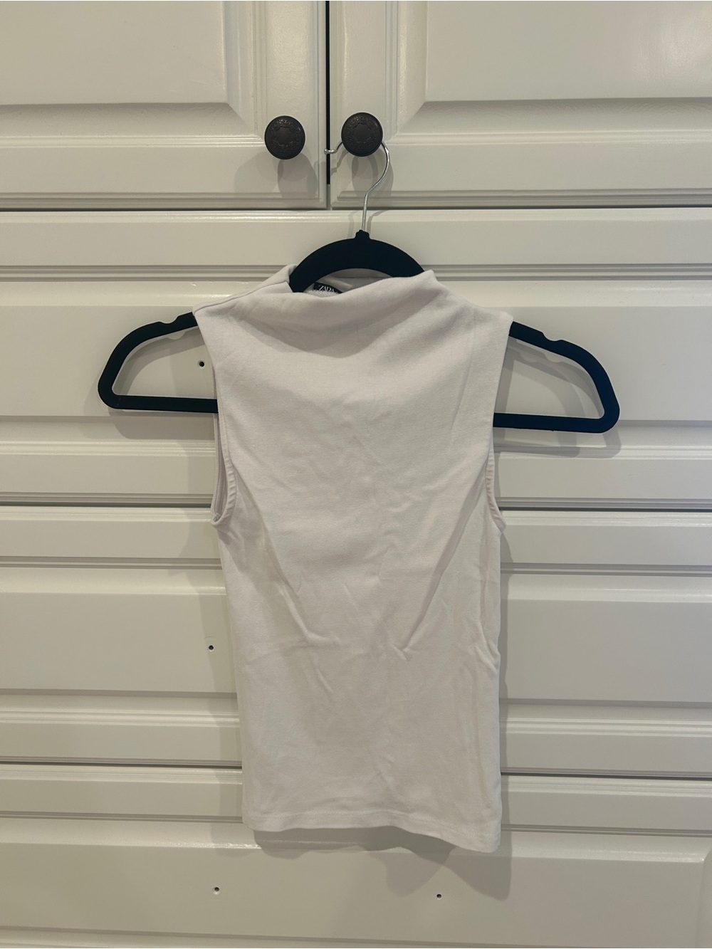 Zara White Sleeveless Mock Neck Tank